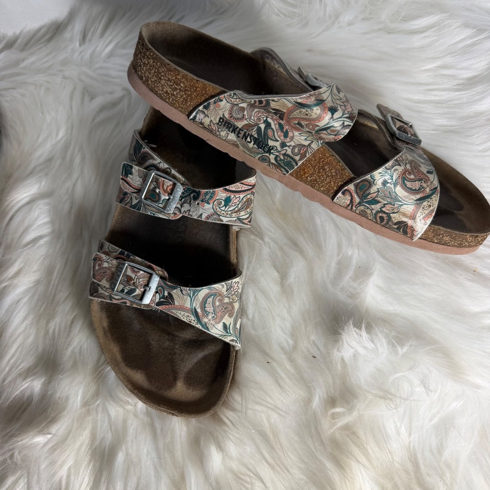 Birkenstock Sydney Floral Paisley Sandals Womens Size 40 L9 M7 Comfort Slides - Picture 4 of 8